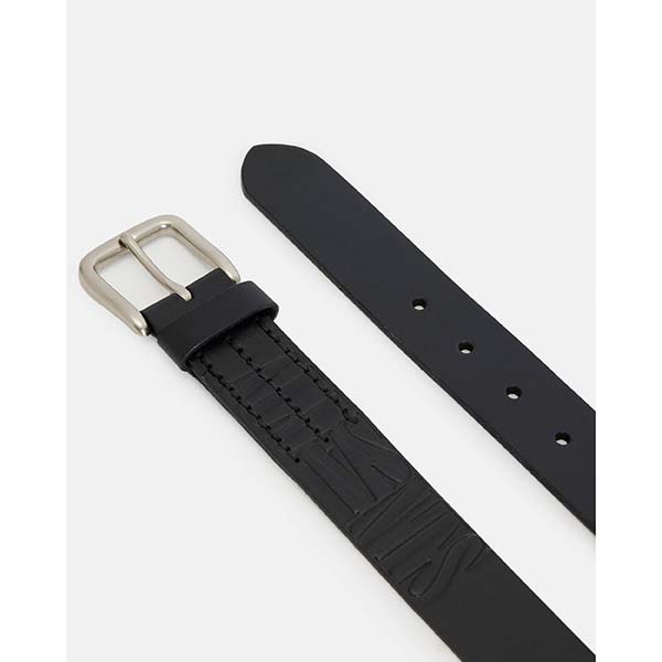 Allsaints Australia Mens Oppose Embossed Leather Belt Black/Nickel AU57-124